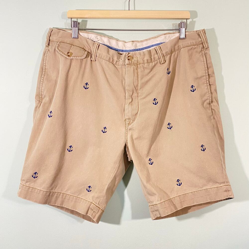 Polo Ralph Lauren Men's Tan Embroidered Anchors Shorts Size 40